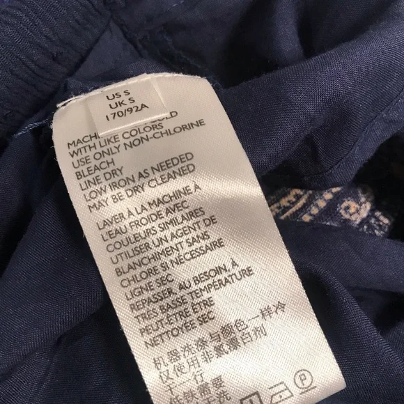 Free People My Love Mini Dress Sz Small S Indigo Blue Pom Pom Paisley Boho Chic - Picture 15 of 15